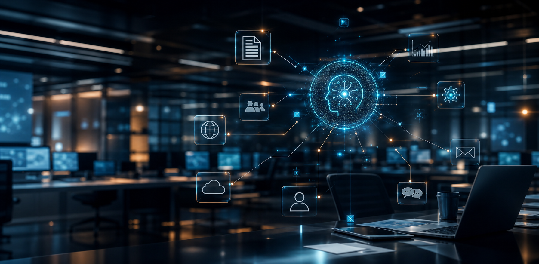 Visual corporatiu d’intel·ligència artificial aplicada a processos i dades